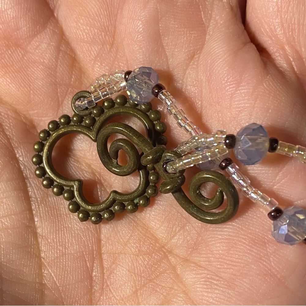 Amethyst Owl Bead Embroidered Crystal Necklace - Picture 8 of 13
